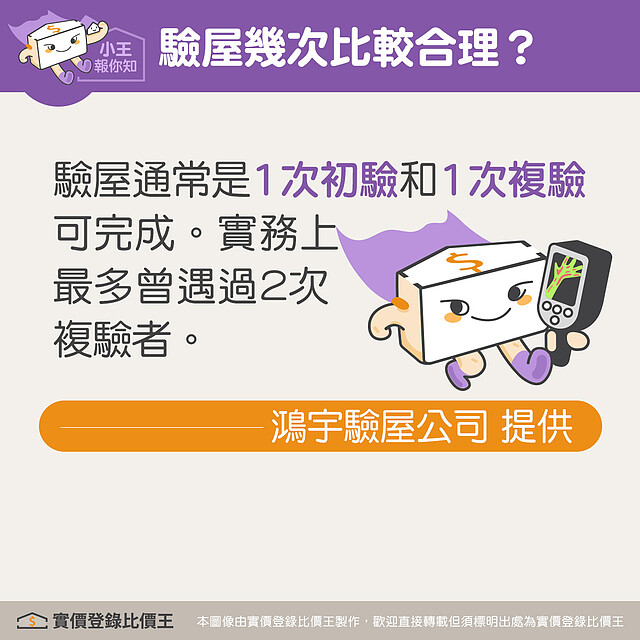 驗屋幾次才合理。圖/實價登錄比價王 製作